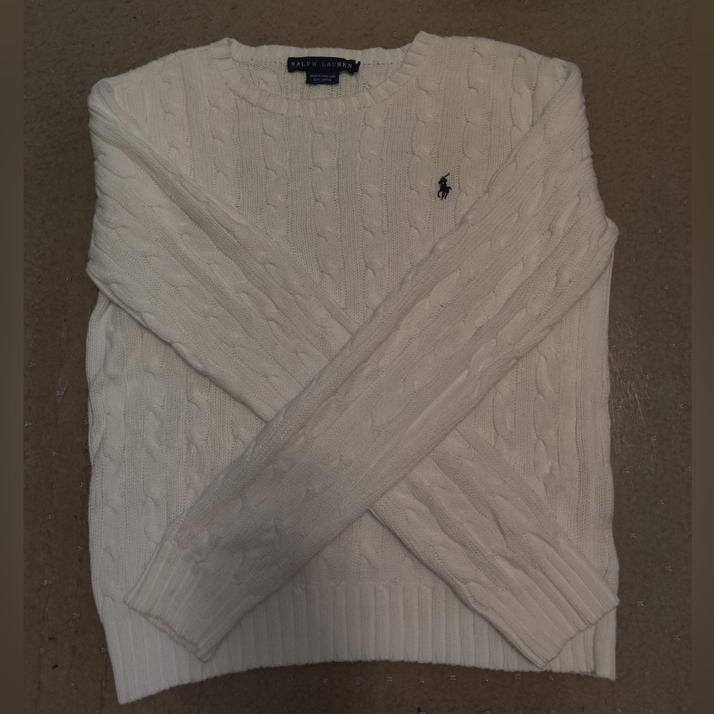 White Ralph Lauren Black Label Cable Knit Sweater